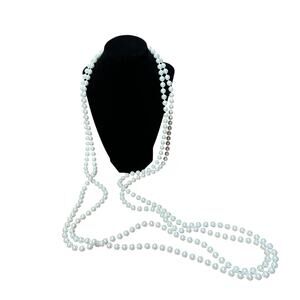 Vintage Faux Pearl EXTRA LONG 60 Inches Necklace Strand Made In Hong Kong